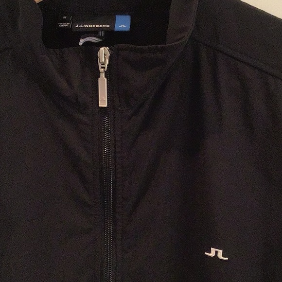 J. lindeberg zip up track jacket, size M. Black and blue stripe - Picture 2 of 6